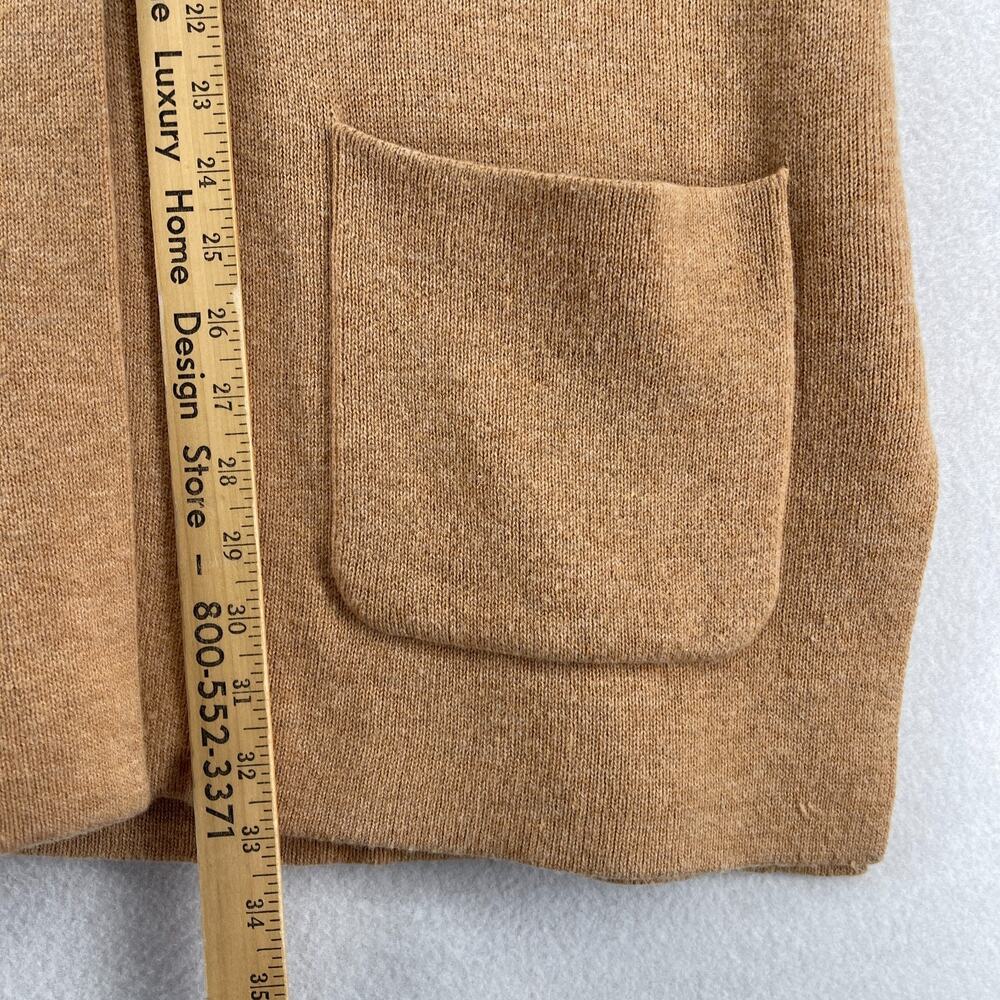 TALBOTS Sweater XL Cardigan Notch Collar Blazer Knit Lambs Wool Blend Camel - Picture 12 of 13
